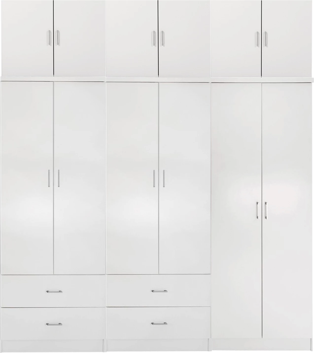Garderobna omara REINA FH21065.02 6-krilna-4 predali-zgornja omara-melamin v beli barvi 240x43x241Hcm