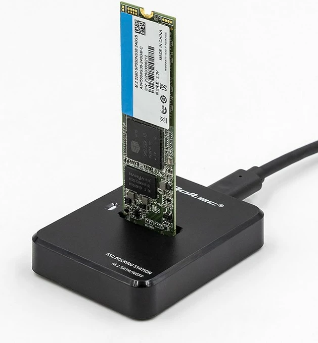 Postaja za dokiranje za SSD M.2 SATA Qoltec 50314, USB 3.1, črna