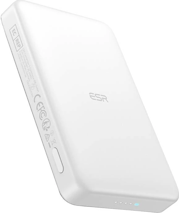 Prenosna baterija ESR Qi2 MagSlim 10000 mAh, bela