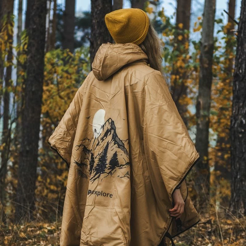 Pončo z ogrevalnim panelom Offlander, rjav