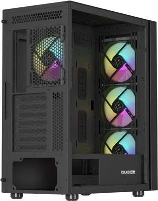 Midi tower ohišje z ARGB osvetlitvijo Natec Genesis Diaxid 605, črno