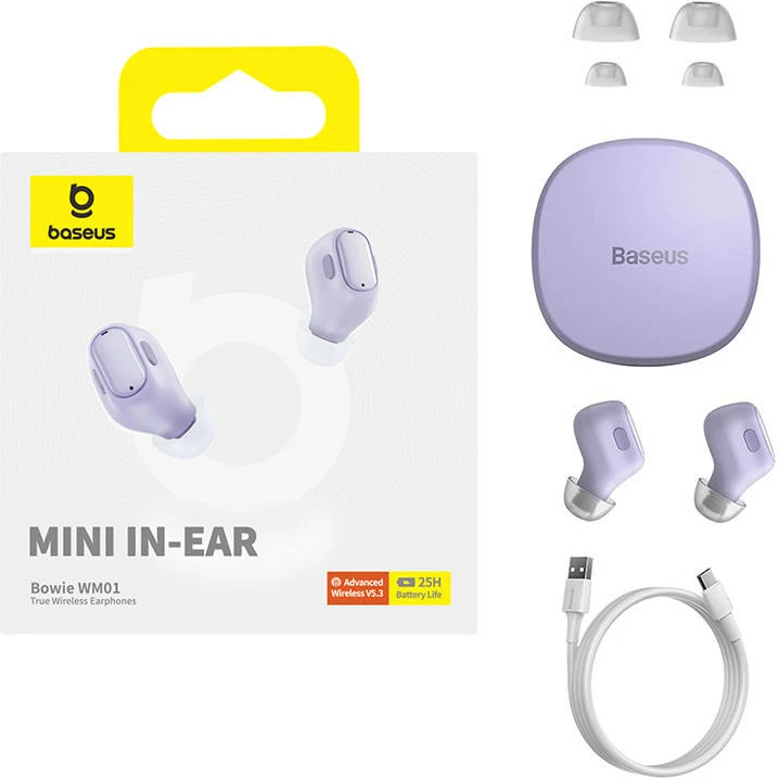 Brezžične slušalke Baseus Bowie WM01, TWS, Bluetooth 5.3, vijolične