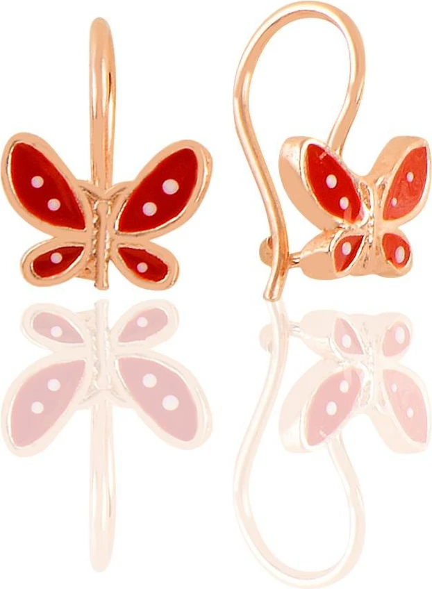 Uhani iz srebra, metulj, rdeče in rožnato zlato, Jumeon, SGTL10712