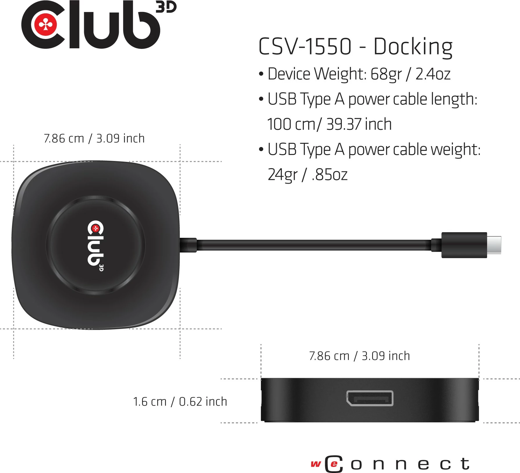 Adapter za razširitev zaslona Club3D CSV-1450, USB-C na 3x DisplayPort 1.4, črn