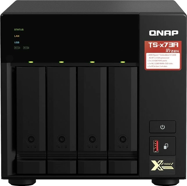 NAS strežnik QNAP TS-473A-8G, AMD Ryzen V1500B, 8 GB RAM, tower, črn