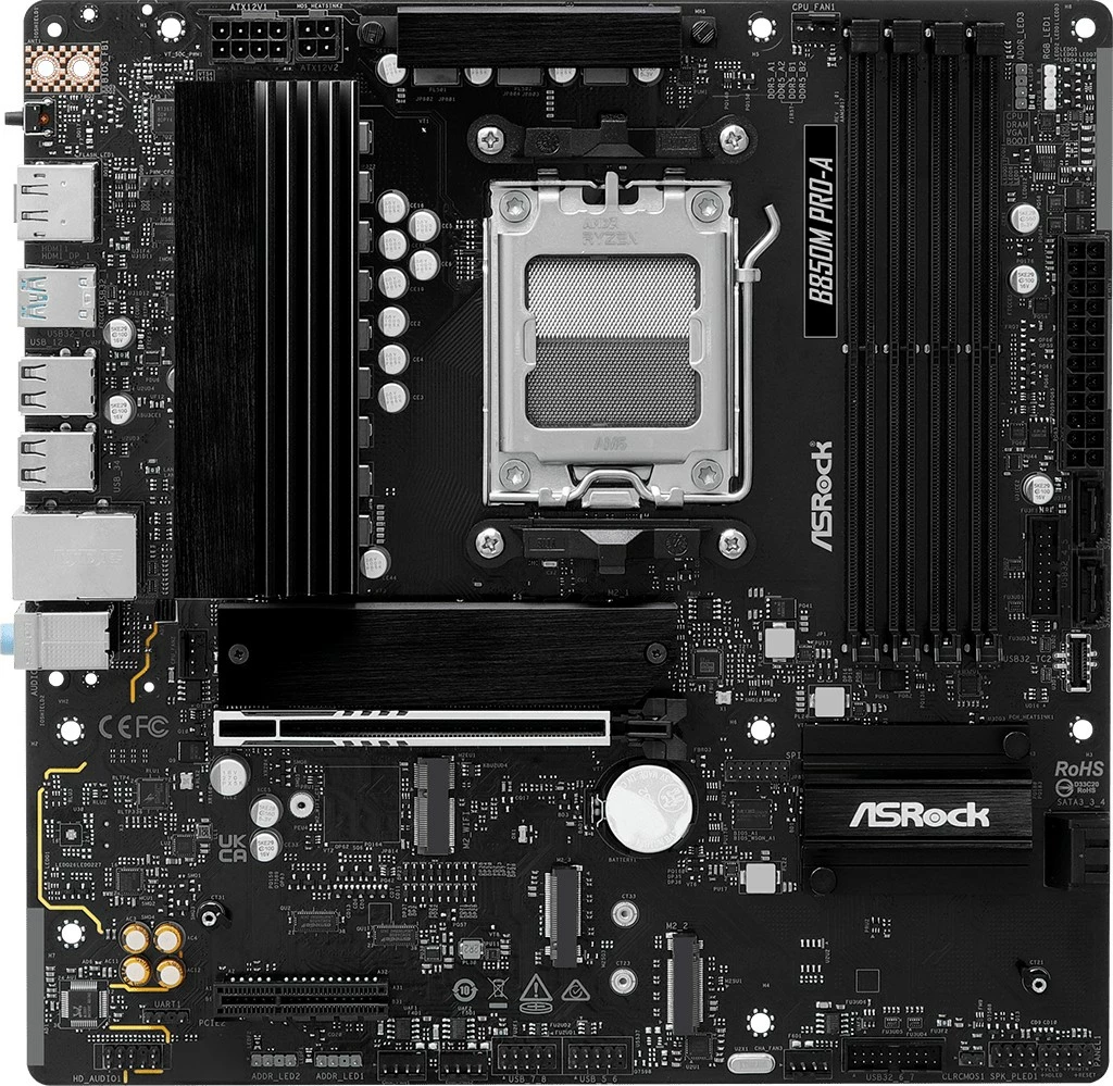 Matična plošča ASRock B850M PRO-A, Socket AM5, micro ATX, DDR5, črna