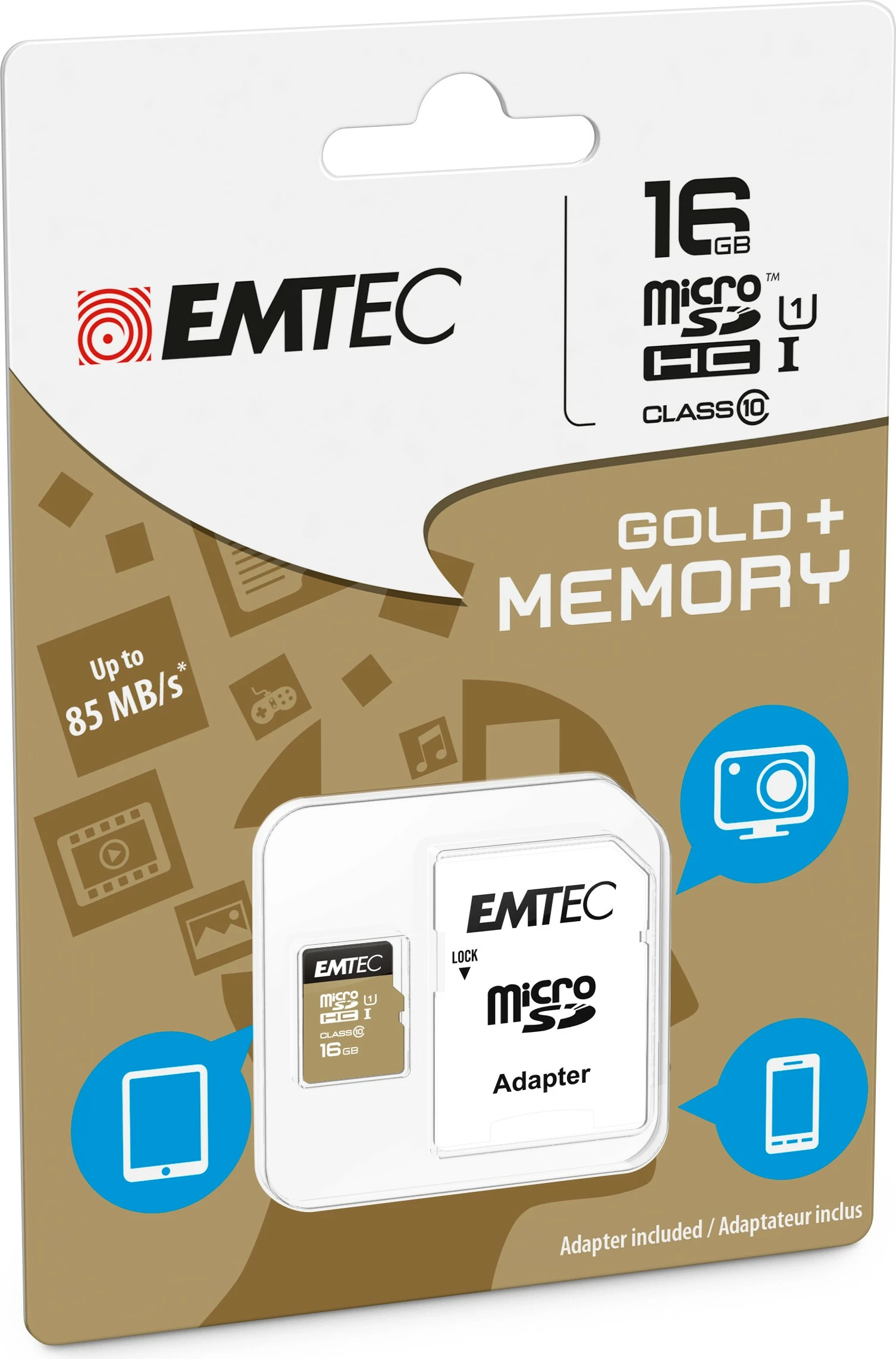 MicroSDHC kartica 16GB, Class 10, 85 MB/s, modro/zlata EMTEC