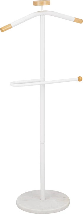 Stojalo za plašče, kovina in les, belo, 30x111 cm — Jolma