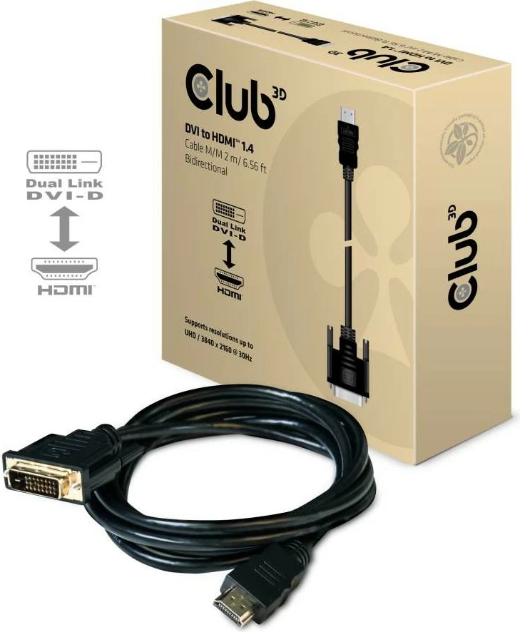 Kabel DVI na HDMI 2 m 4K30Hz črn, Club3D