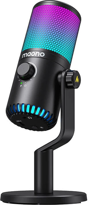 Kondenzatorski gaming mikrofon, kardioidni, z RGB osvetlitvijo, črn, Maono DM30RGB