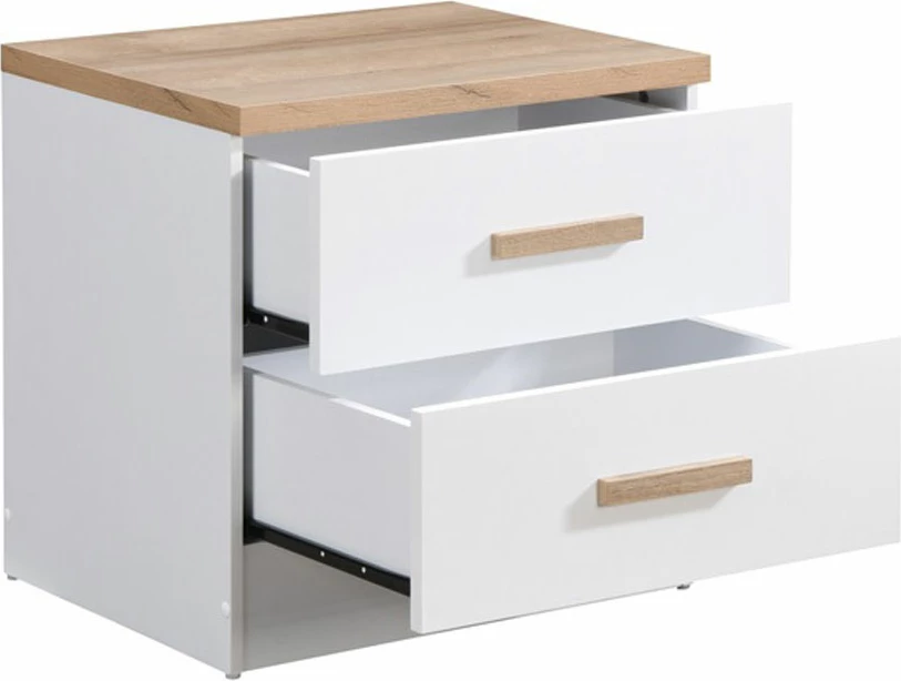 Komoda s 2 predali, naravna bela, 50x40x50 PRACTICO