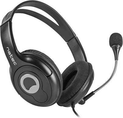 Stereo na uho z mikrofonom Natec Bear 2, NSL-1178, 2x3.5mm, črn