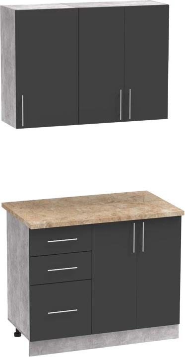 Kuhinjski element Festa I, melamin, temno siva in sonoma, delovna plošča 100x60x85 cm