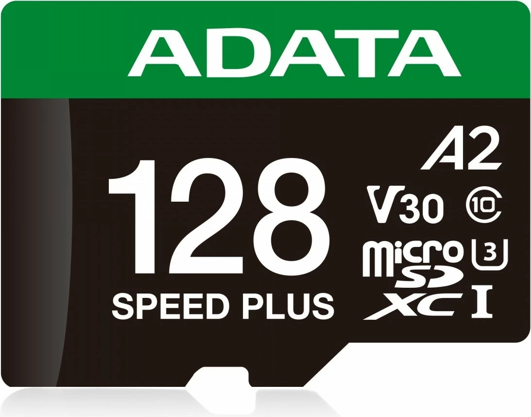 Pomnilniška kartica microSD 128 GB Adata Speed Plus, UHS-I U3 V30 A2, z adapterjem, črna