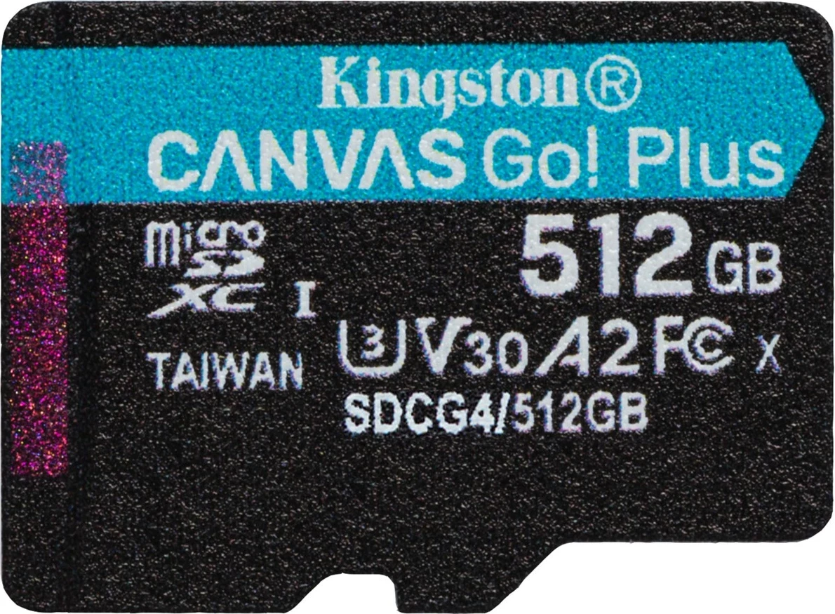 Kartica microSDXC 512GB Kingston Canvas Go Plus Gen4, turkizna, z adapterjem