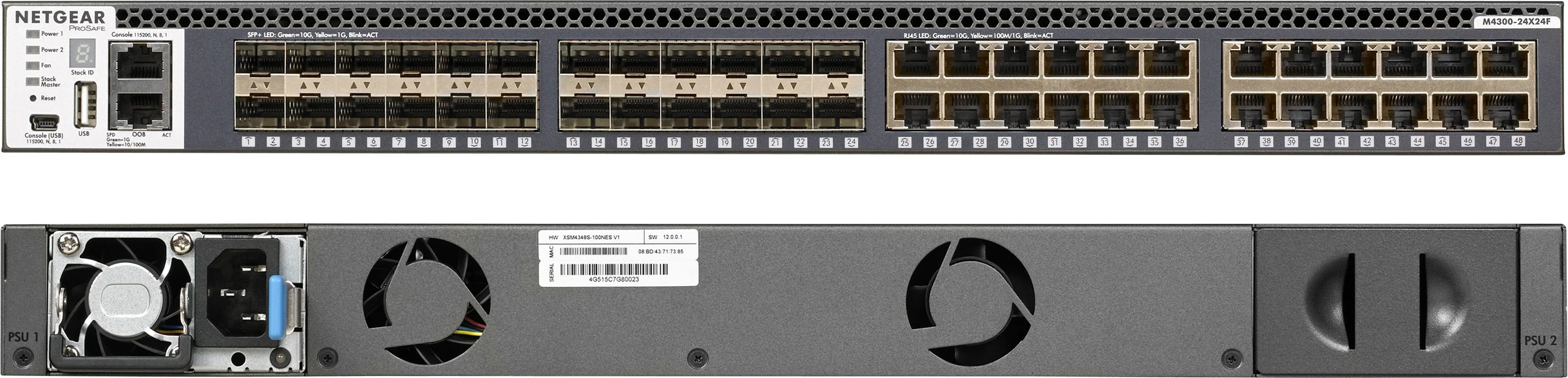 Upravljen switch NETGEAR M4300-24X24F, 10G Ethernet, za montažo v rack, siv