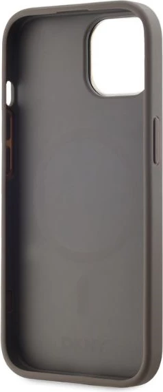 Zaščitni ovoj z vzorcem DKNY Leather Checkered Mono MagSafe za iPhone 15, bež