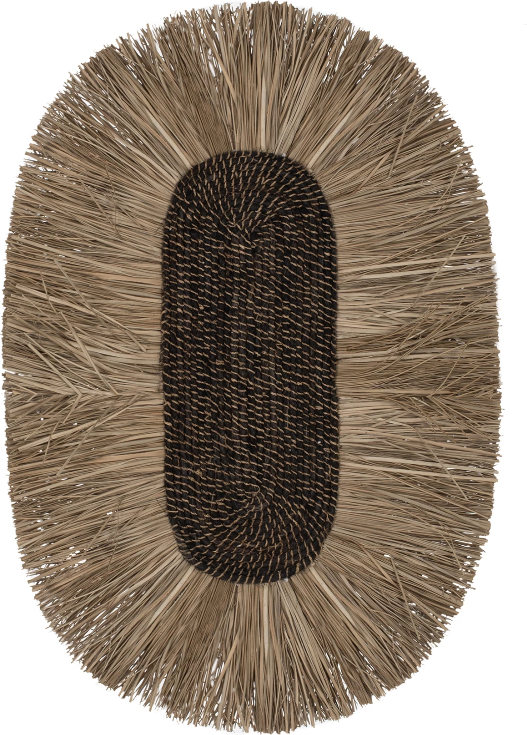 Ovalna stenska dekoracija iz trave in abaka vlaken v naravni barvi 60x5x90Hcm.FH7795