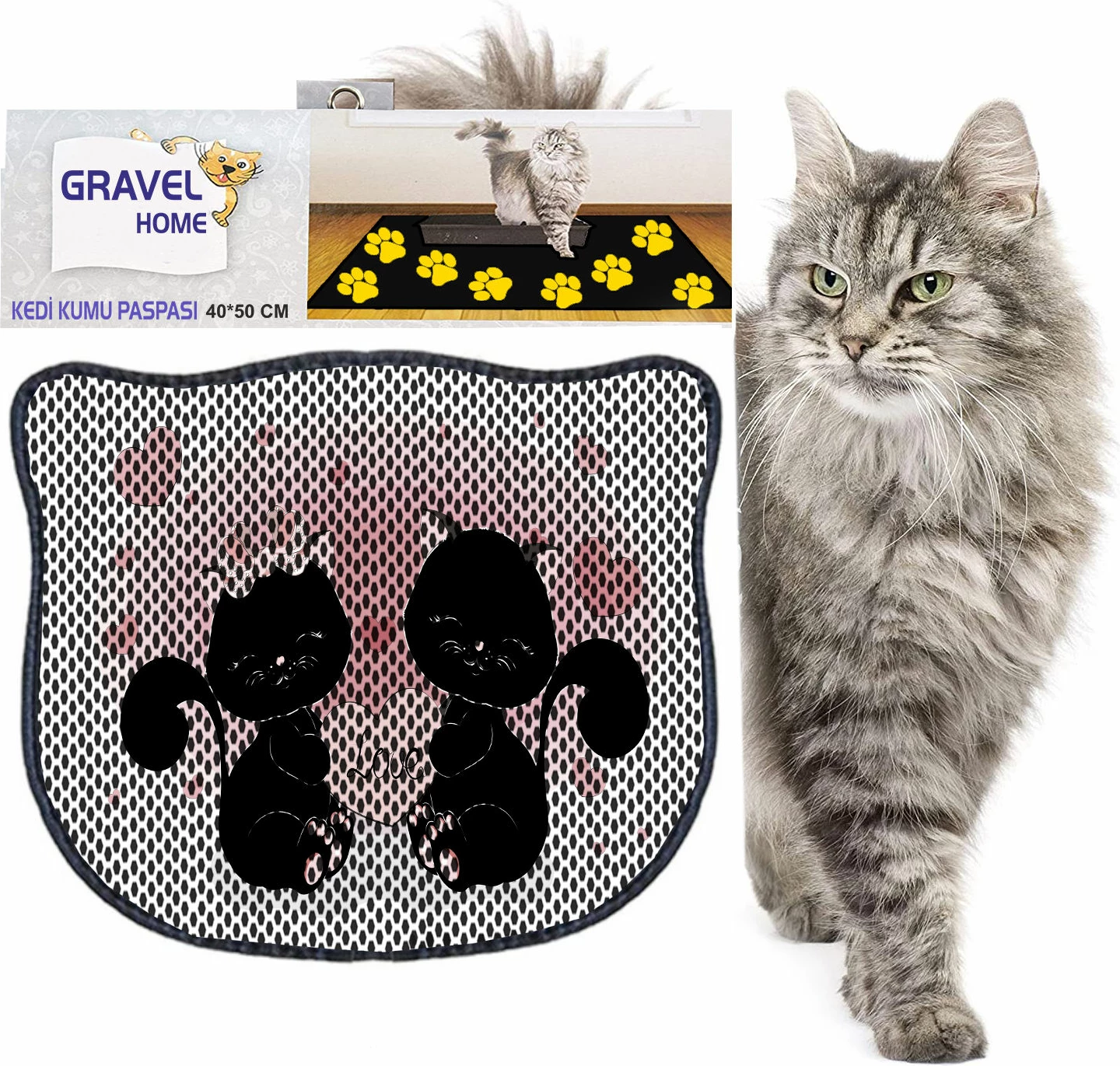 Preproga za mačji pesek, večbarvna, Paws & Whiskers, Kdkafa0004, 40 x 50 cm