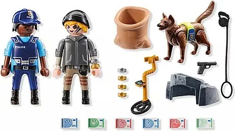Igralni set s policijsko tematiko Playmobil Action Heroes 71731, policist, tat in sledilski pes, 27 kosov