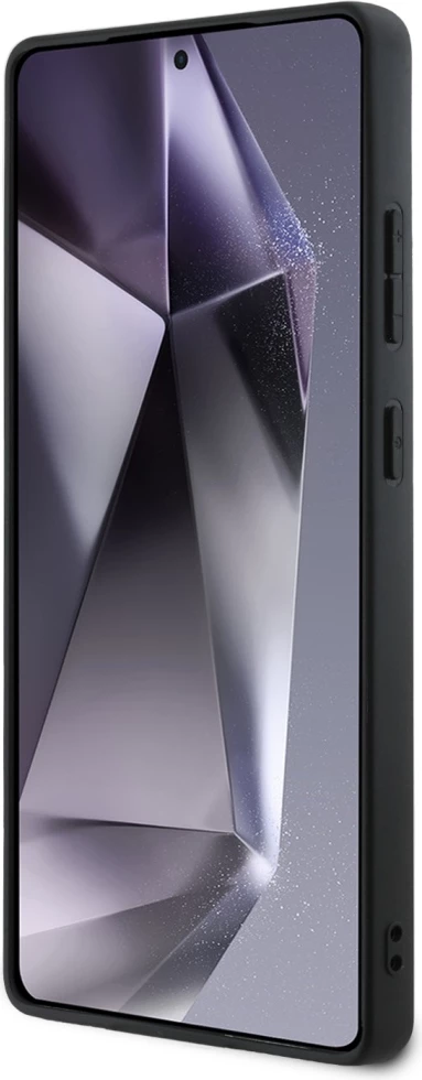 Ovitek iz usnja Mercedes z vodoravnimi vtisi Curves MagSafe za Samsung Galaxy S25 Ultra, črn