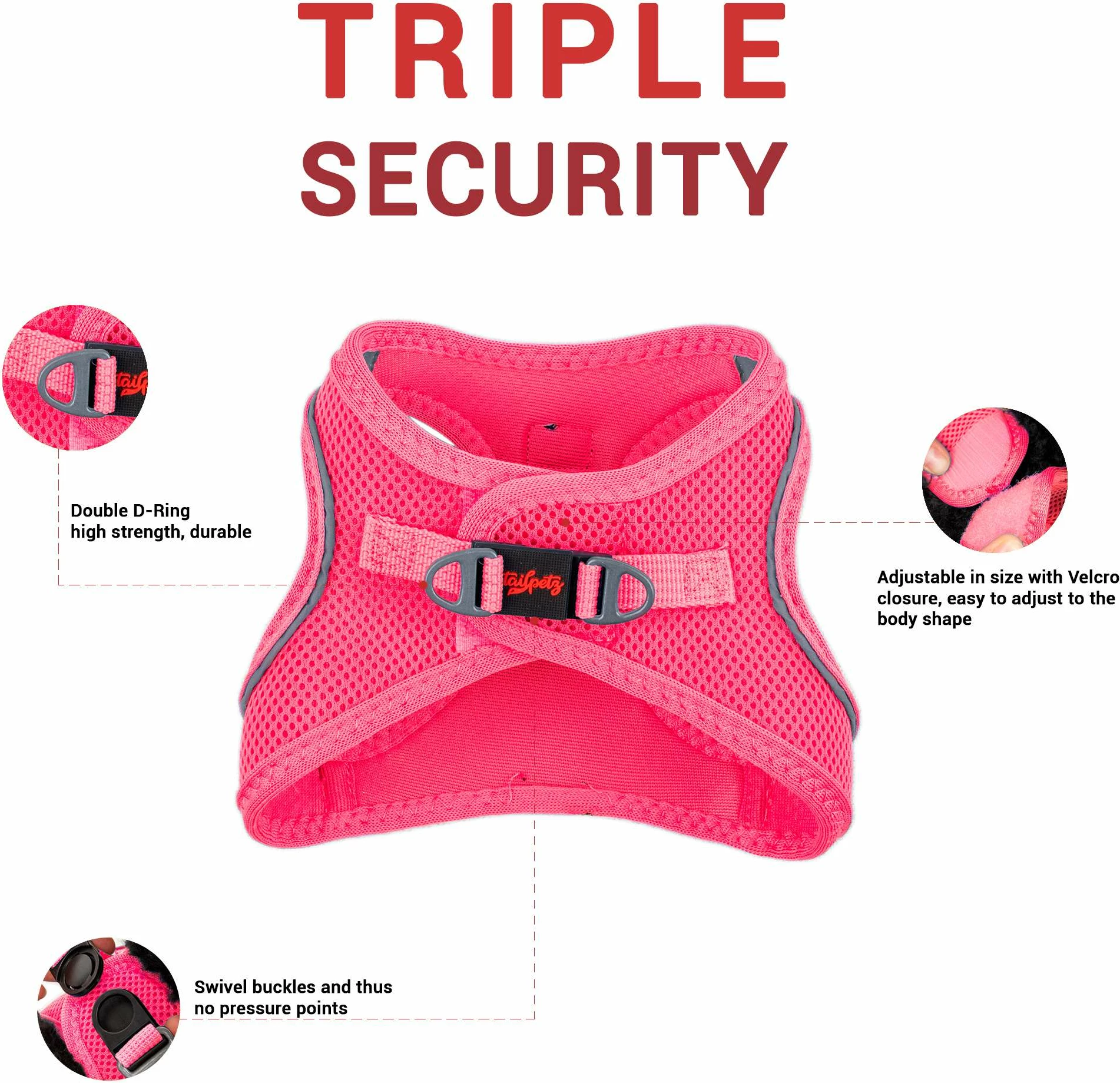 Oprsnica za psa, Air-Mesh, Neo Pink, Paws & Whiskers