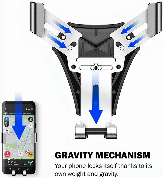 Gravitacijski nosilec za telefon CRONG CRG-CH4-BLK, za avto, črn