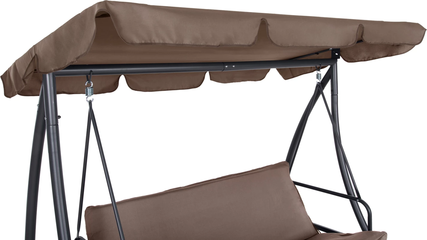 Gugalnica-postelja za verando s 3 sedeži LIKID FH5980.02 kovinski okvir v sivi barvi-tkanina v svetlo rjavi barvi 200x120x164H cm