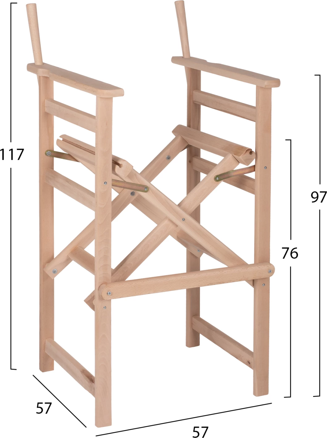 Barski stol režiserja PALMER nebarvan okvir samo FH5578.04 57x57x117Hcm