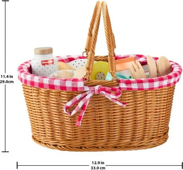 Lesena piknik košara, komplet igrač za otroke Fisher Price HXT81, večbarvna