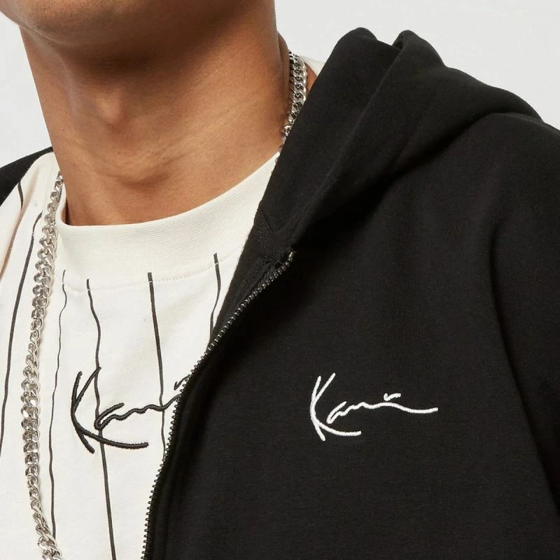 Duks CHEST SIGNATURE ESSENTIAL ZIP HOODIE, Karl Kani, črn