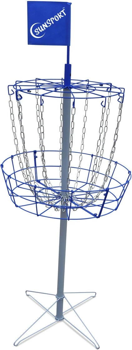 Kosh za disc golf Tactic 413-200, kovinski, z zastavico Sunsport, modra