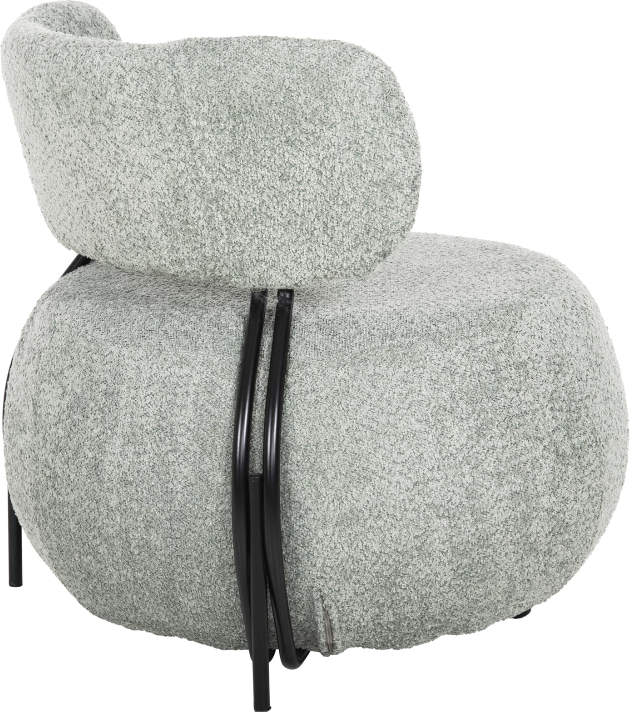 Okrogli lounge stol KARSEN FH9598.05 v pistacija zeleni bouclé tkanini 75x75x75H cm