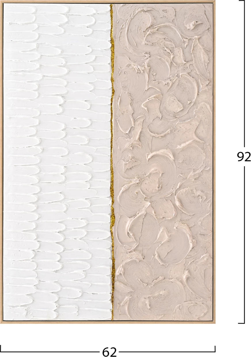 Stenska slika FH4558 s PS okvirjem v bež barvi - platno v bež in beli barvi 62x4,5x92Hcm