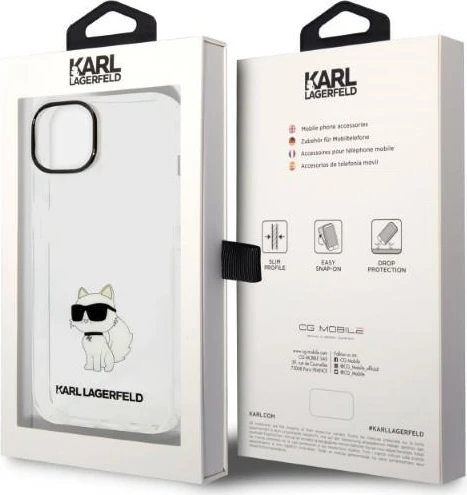 Ovitek za telefon Karl Lagerfeld Choupette za iPhone 14 Plus/15 Plus, prozoren