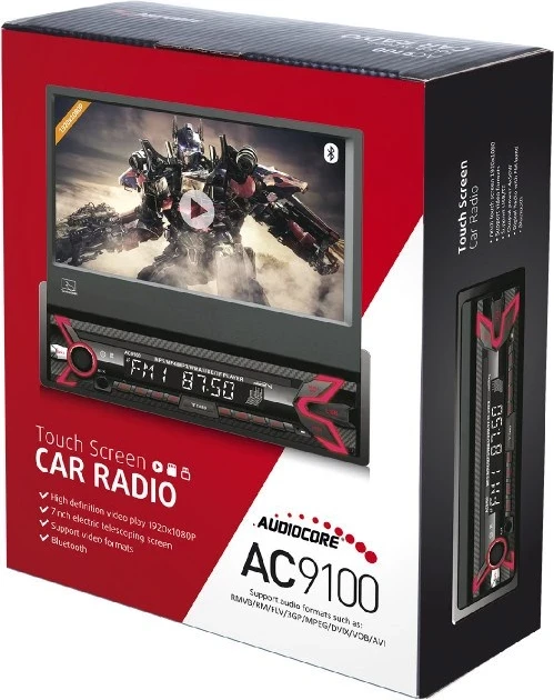 Avtoradio Audiocore AC9100, črno/rdeč