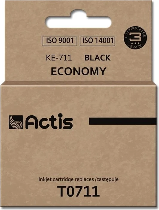Rezervna črna barva Actis KE-711 za tiskalnik Epson T0711/T0891/T1001, 15 ml