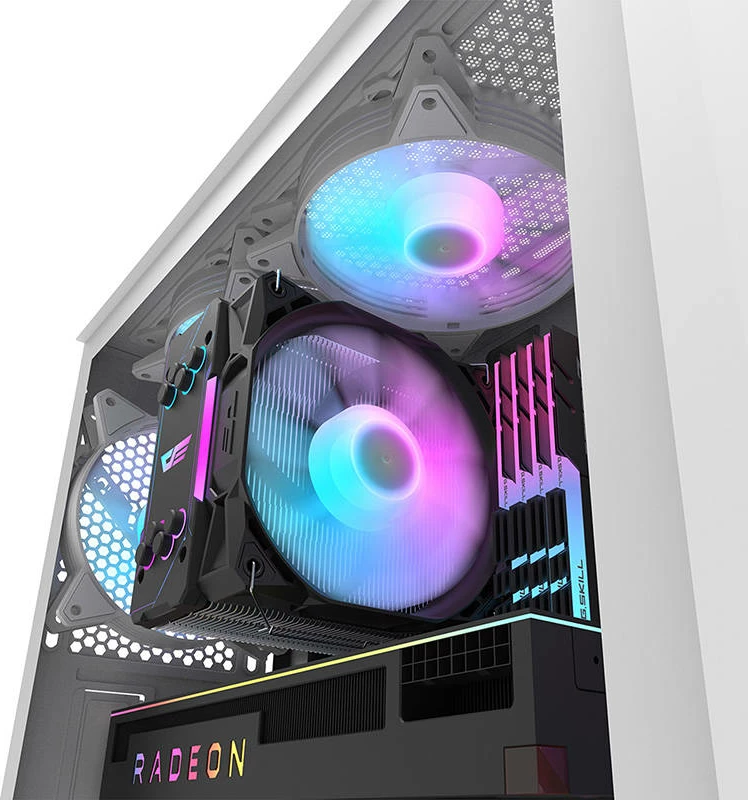 Računalniško ohišje Darkflash DK352 Plus, Mid Tower, 4 ARGB ventilatorji, bela/črna