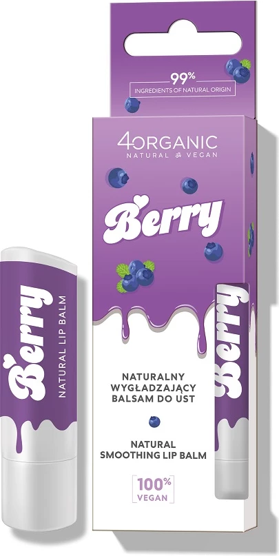 Naravni glajilni balzam za ustnice Natural Smoothing Berry, 4organic, za ženske, 5 g