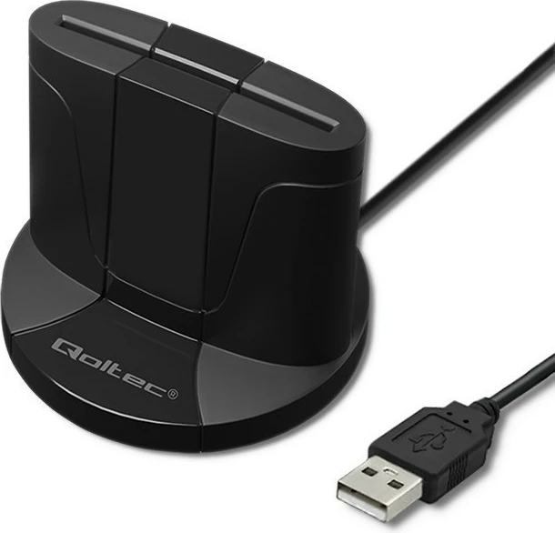 Bralnik čip kartic Qoltec SCR-0632, USB Type-C, črn