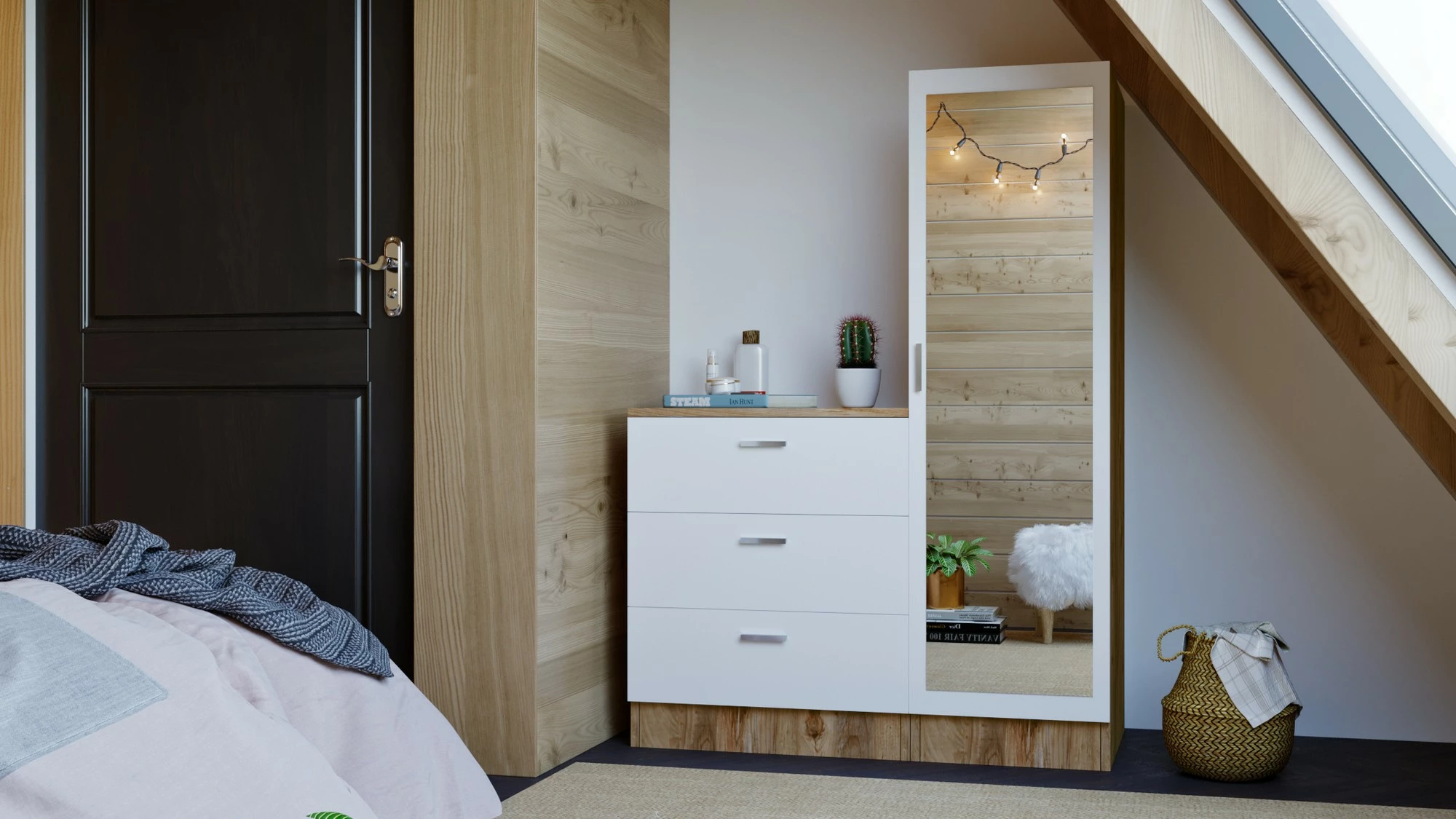 Večnamenska omara Hanah Home CC6-AW, Atlantic Pine in bela