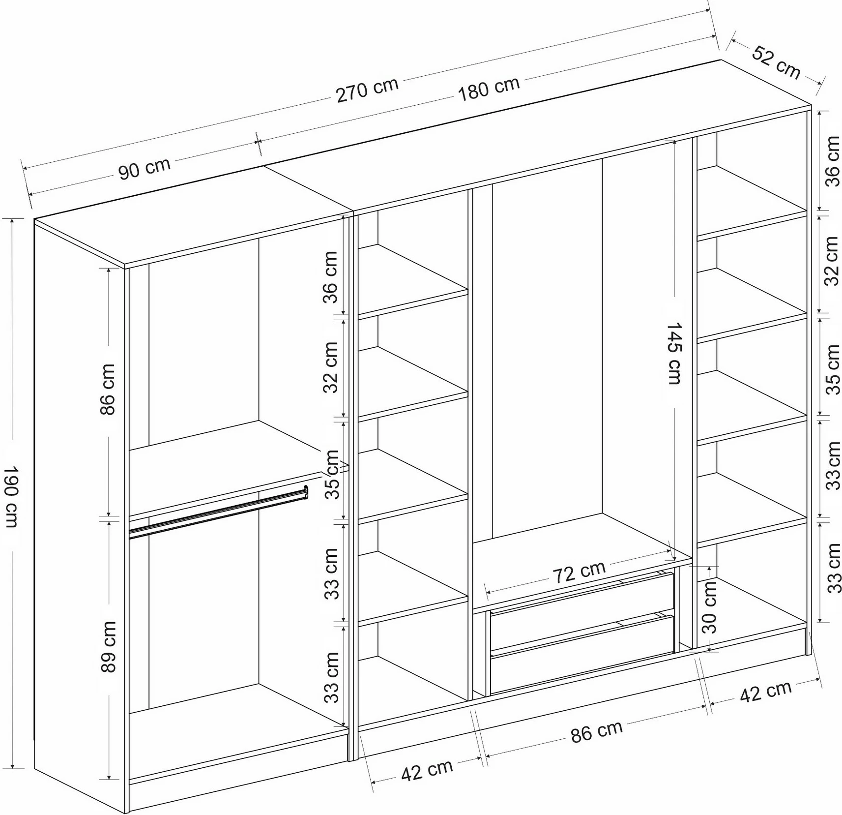 Omara Skye Decor Kale - 6653, antracit črna, 270x190x52 cm
