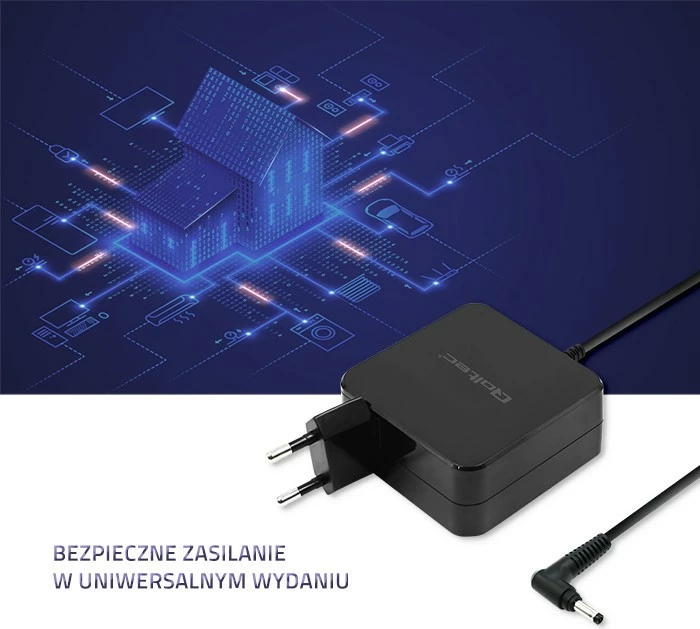 Polnilec za prenosnik 65W, 19V, 3.42A, 5,5x2,5 mm, Qoltec za Asus, črn