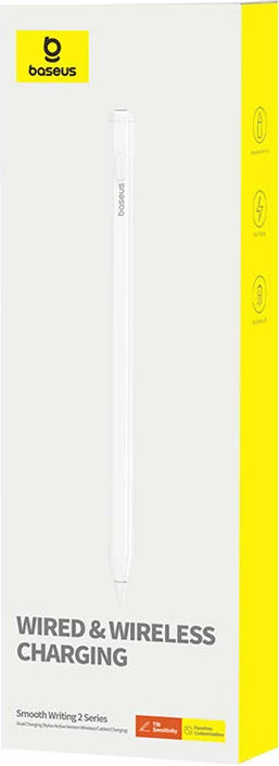 Aktivni pisalo za gladko pisanje, Baseus Smooth Writing Series P80015804213-00, polnjenje z kablom in brezžično, belo
