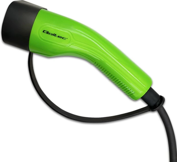 Prenosni polnilec za električne avtomobile Qoltec 52476, 3,5 kW, 230 V, Type 2, WiFi, LCD, 5 m, črno/zelena