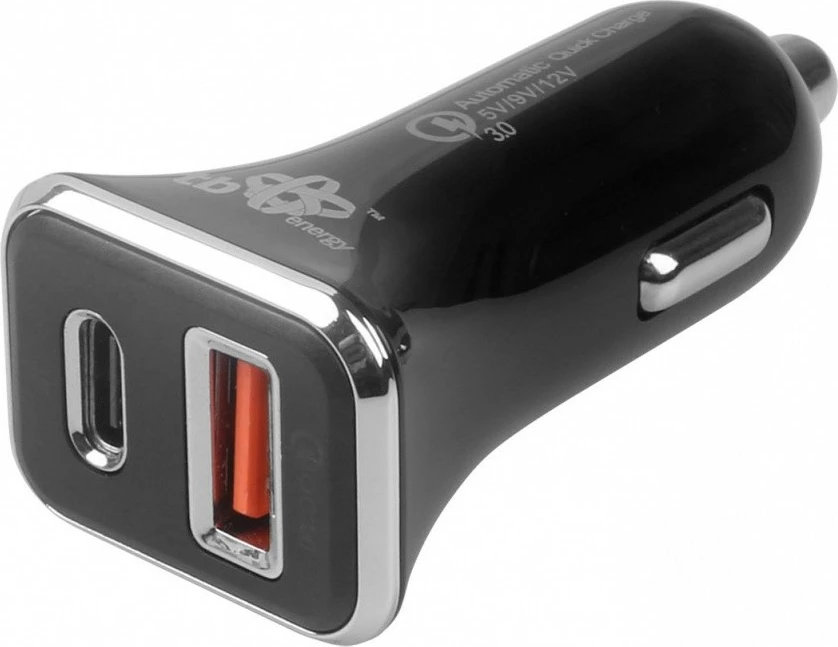 Avtomobilski polnilec, TB ASTBXLU2USBACQC, 2 USB vhoda (USB-C + USB 3.0), črn