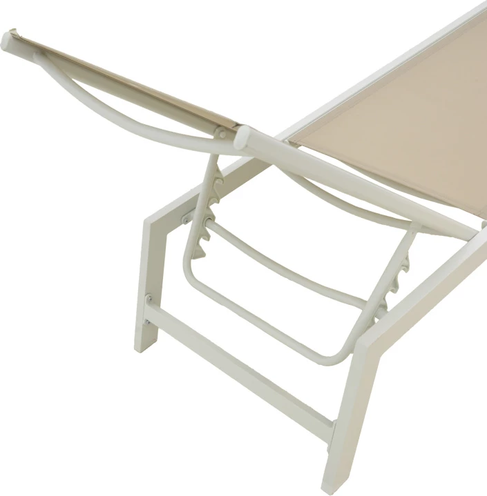 Ležalnik iz aluminija in textilena, bež in bel, Boka, 60x192x31 cm