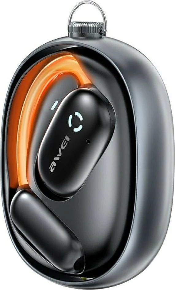 Bluetooth slušalke z ANC AWEI TZ13, BT 5.4, aktivno zmanjševanje šuma, ušesni kavlji, ohišje spinner z USB-C, črne