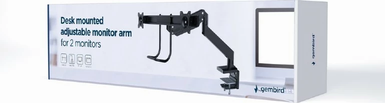 Nosilec za mizo za 2 monitorja do 32" in prenosnik do 17,3", črn Gembird MA-DA2-04