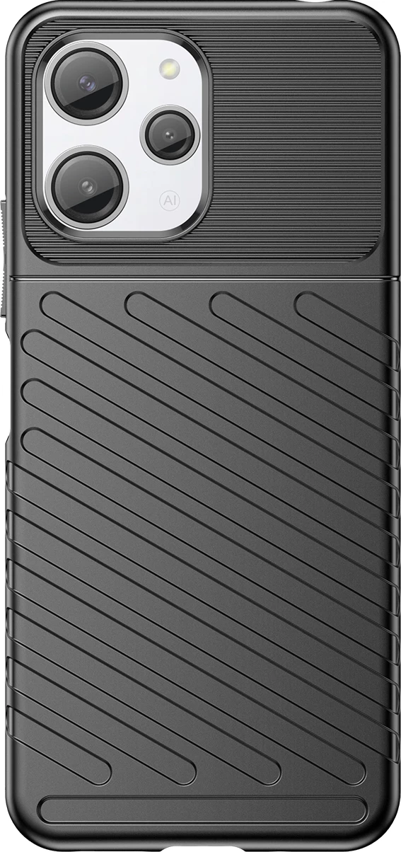 Ovitek za telefon Thunder Case Hurtel za Xiaomi Redmi 12, TPU, črn